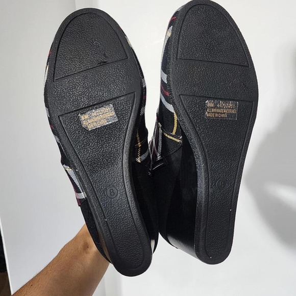 Comfort Collection Women's Black Plaid Wedge Ankle Boots Lace Up Side Zip Size 8 - Picture 5 of 9